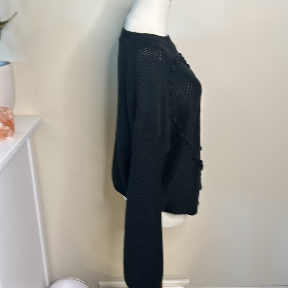 Andree by Unit knit black heart pompom sweater Large Balloon Sleeves - Picture 5 of 8